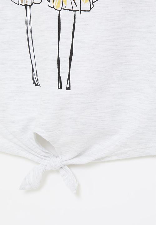 Rebel Republic - Printed front knot tee - ice melange