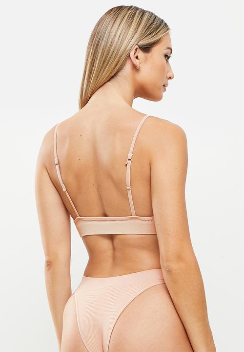 Cotton On - Seamless chunky triangle bralette 2pack - new latte/white
