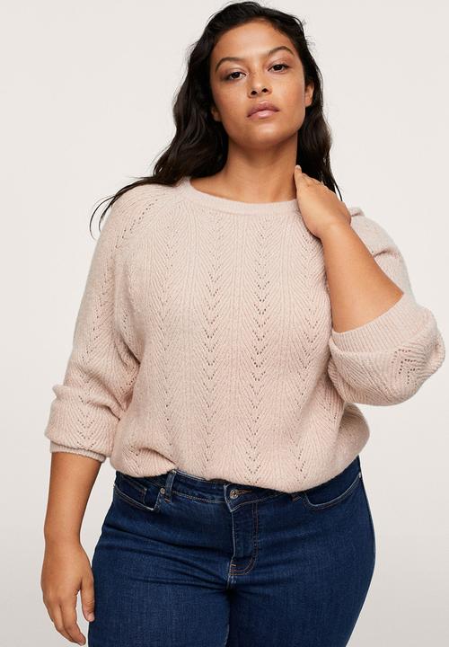 MANGO - Plus sweater florita - light pastel pink