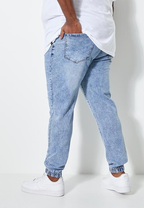 Superbalist - Blaze plus elastic waistband slim cuffed jeans - dark wash blue