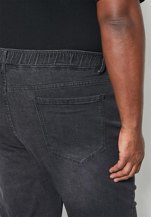 Superbalist - Blaze plus elastic waistband slim cuffed jeans - black rinse