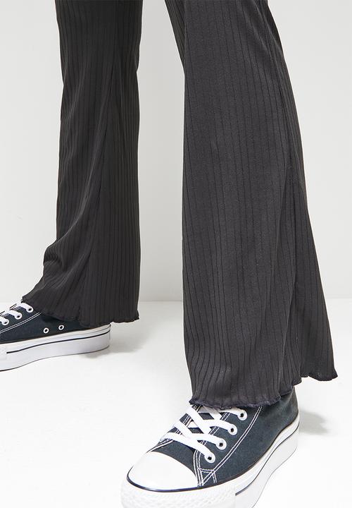 Blake - Rib fit & flare trouser - black