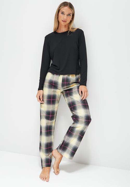 Blake - Printed flannel long bottom/knit long sleeve top - multi 