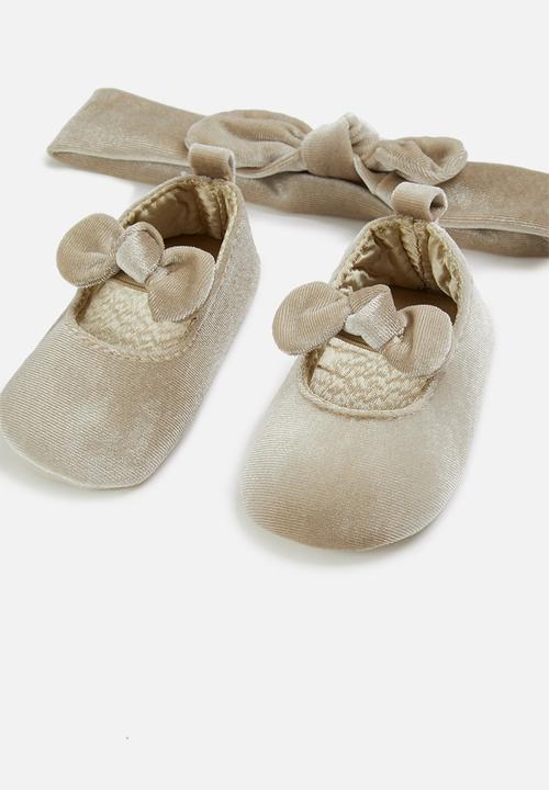Pop Candy - Baby pump & headband set - beige 