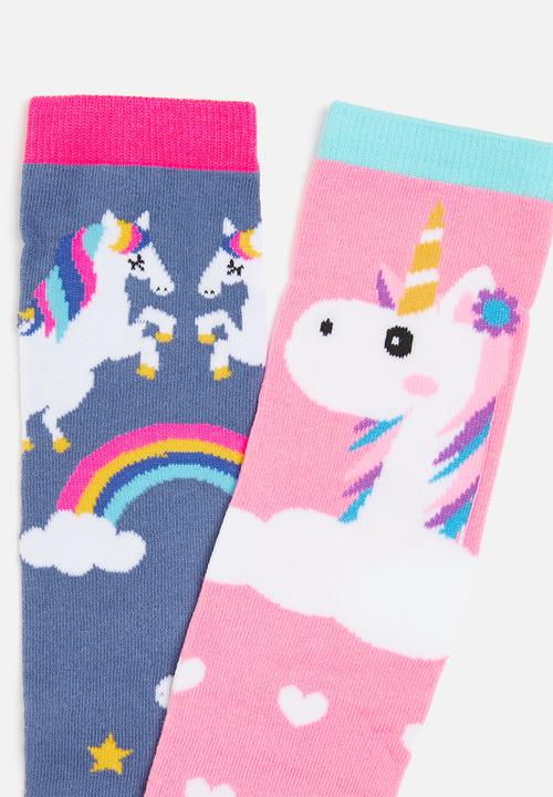Pop Candy - Girls 2 pack socks - blue & pink