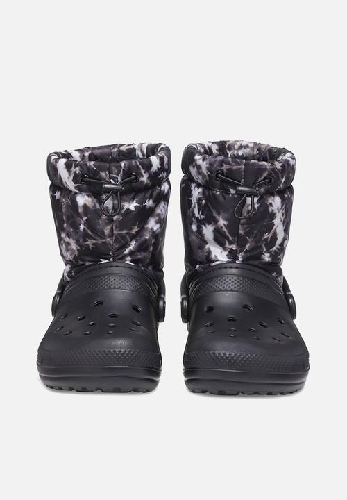 Crocs - Classic lined neo puff tie dye boot - black