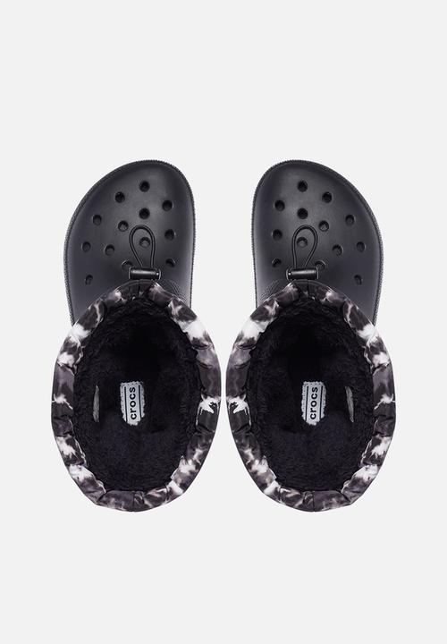Crocs - Classic lined neo puff tie dye boot - black