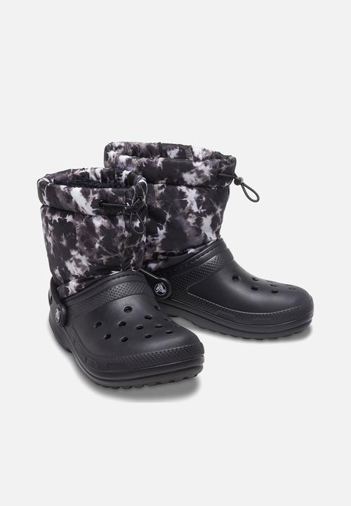 Crocs - Classic lined neo puff tie dye boot - black