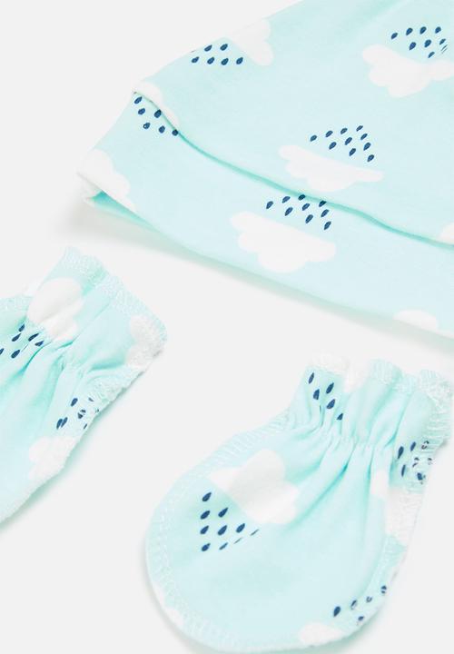 Pop Candy - Baby blanket, beanie & mittens set - blue