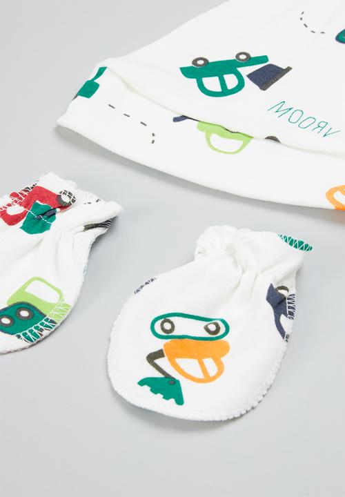 Pop Candy - Baby blanket, beanie & mittens set - white