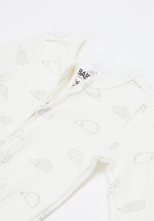 Cotton On - 3 Pack organic newborn zip through rompers - off white & grey 