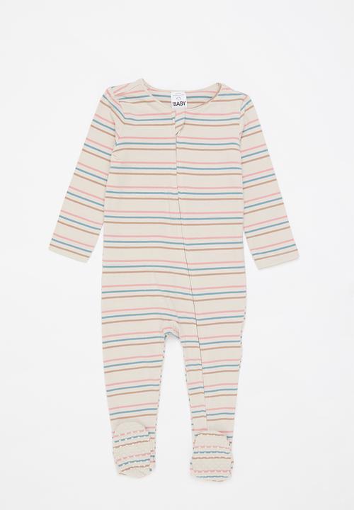 Cotton On - 2 Pack long sleeve zip romper - beige