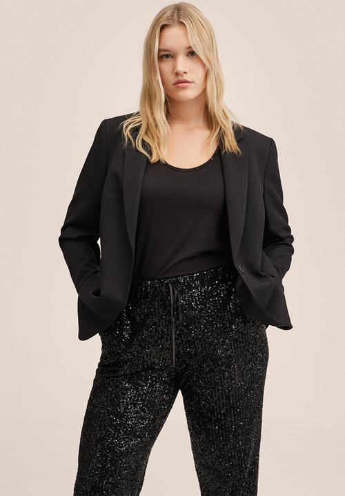 MANGO - Plus trousers jogilux - black
