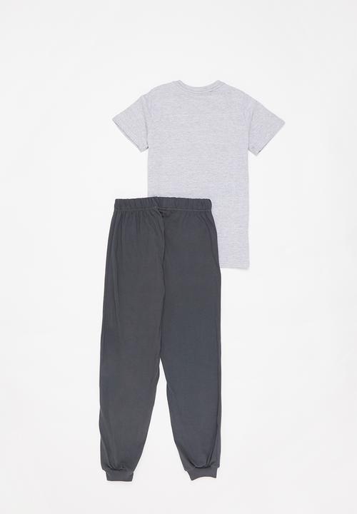 Rebel Republic - Tee & pants pj set - grey & charcoal 