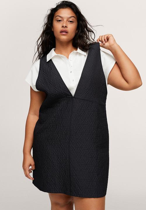 MANGO - Plus dungaree dress pixi - black