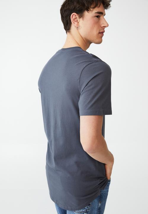 Cotton On - Organic longline T-shirt - dusty denim