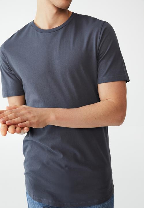 Cotton On - Organic longline T-shirt - dusty denim
