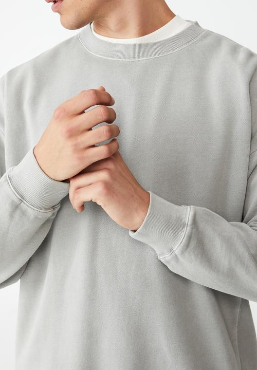 Cotton On - Oversized crew fleece - overcast grey