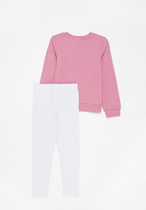 Pop Candy - Printed sweat top & leggings set - dusty pink top/ice melange