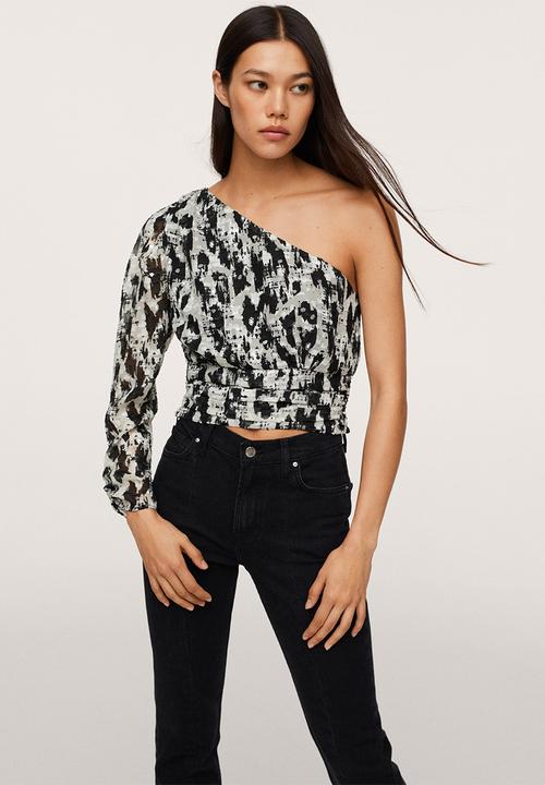 MANGO - Blouse floc - black