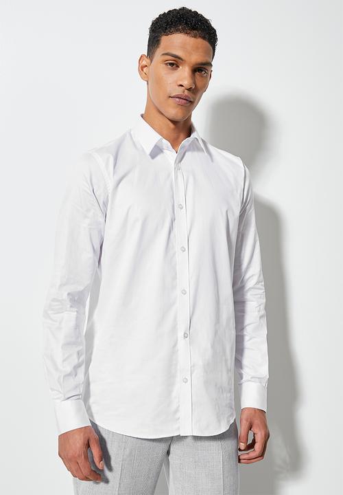 Superbalist - Jos slim sateen shirt - white