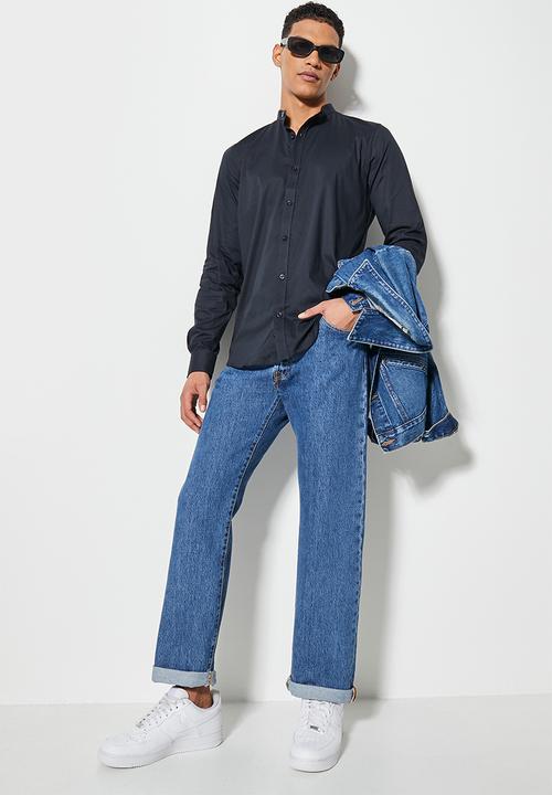 Superbalist - Wu slim stretch mandarin shirt - navy