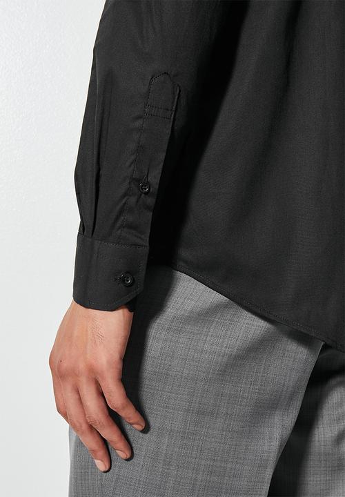 Superbalist - Wu slim stretch mandarin shirt - black