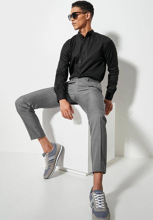 Superbalist - Wu slim stretch mandarin shirt - black