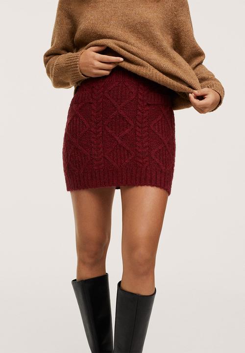 MANGO - Skirt bolat - dark red