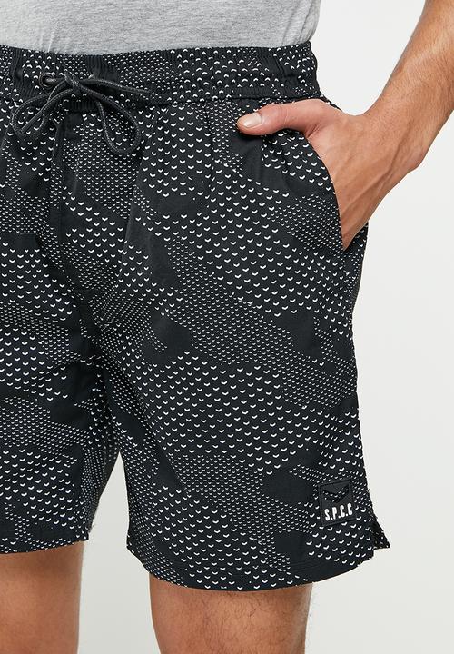 S.P.C.C - Yedlin regular fit elasticated shorts - black & white 