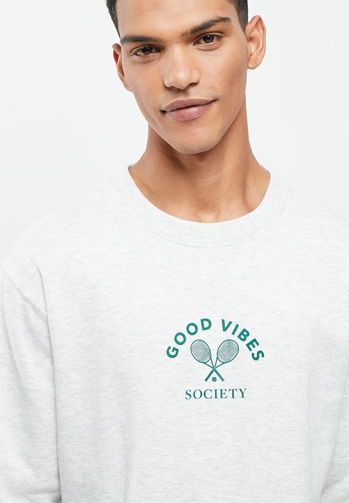 Cotton On - Graphic crew fleece - white marle