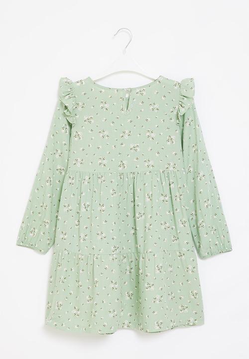 Superbalist Kids - Frill detail tiered dress - sage 