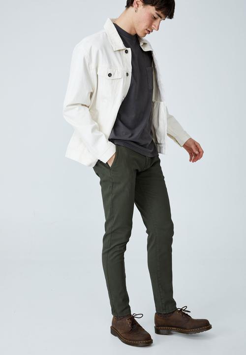 Cotton On - Skinny stretch chino - washed olive