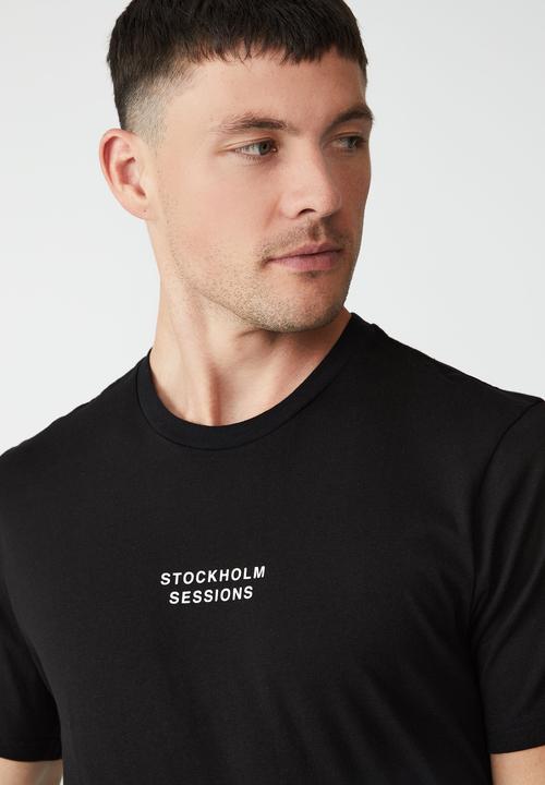 Cotton On - Tbar text T-shirt - black/stockholm sessions