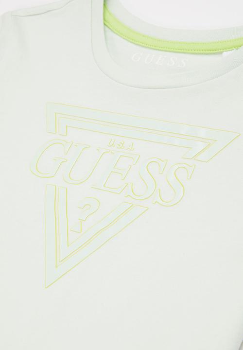 GUESS - Short sleeve raised triangle crew tee - grey mark