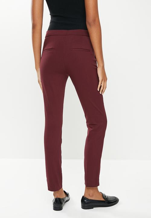 MANGO - Trousers cola - burgundy red