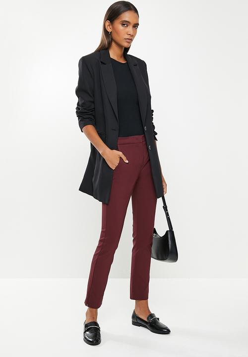 MANGO - Trousers cola - burgundy red