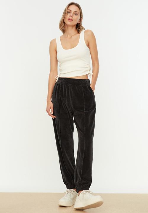 Trendyol - Velvet loose jogger sweatpants - anthracite