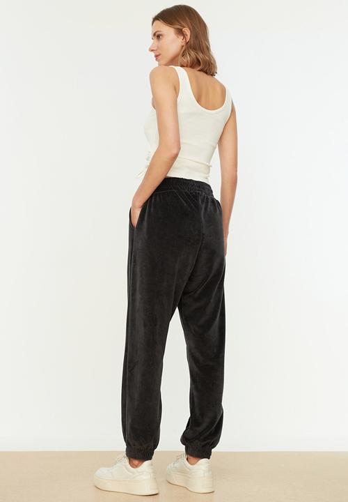 Trendyol - Velvet loose jogger sweatpants - anthracite