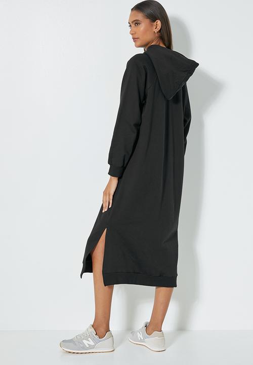 Superbalist - Hi slit hooded dress - black