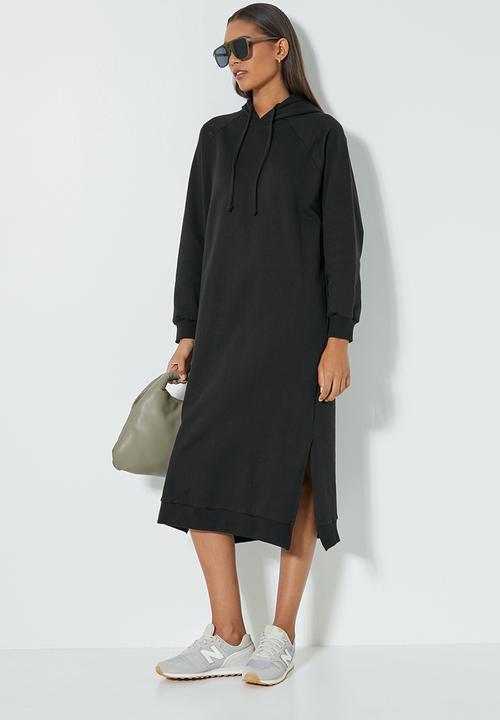 Superbalist - Hi slit hooded dress - black