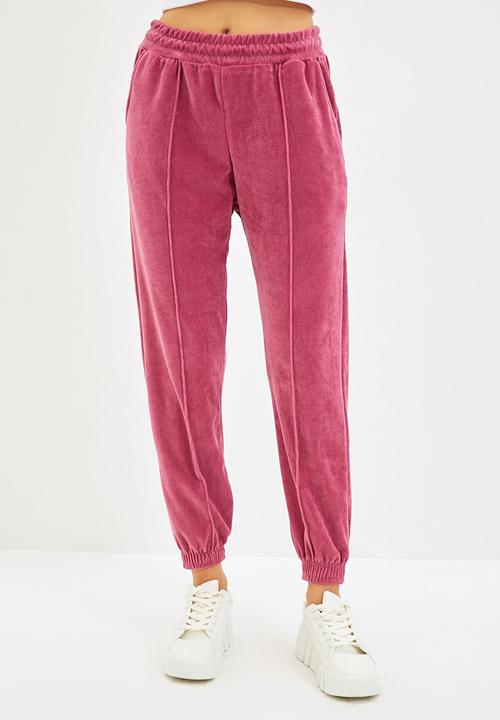 Trendyol - Velvet loose jogger sweatpants - rose