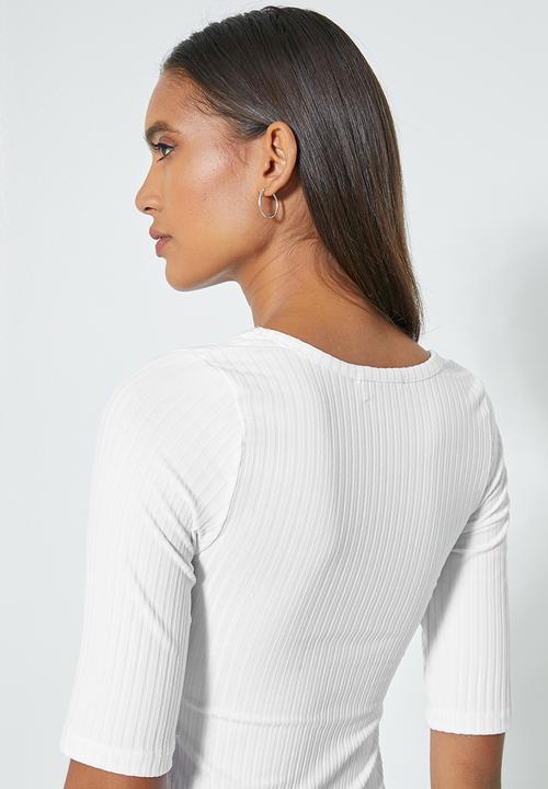 Superbalist - 2 Pack wide rib low scoop neck tee - white & tobacco