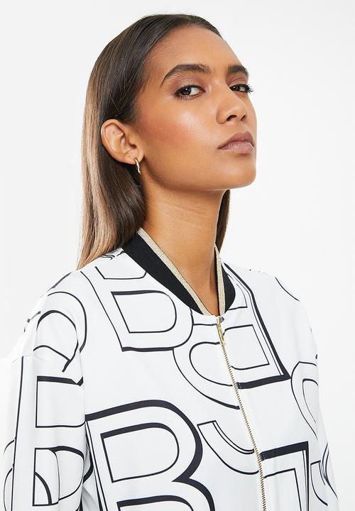 SISSY BOY - Branded bomber jacket with rib - off white & black
