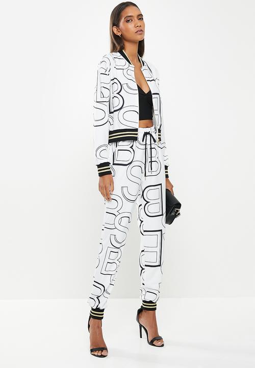 SISSY BOY - Branded bomber jacket with rib - off white & black