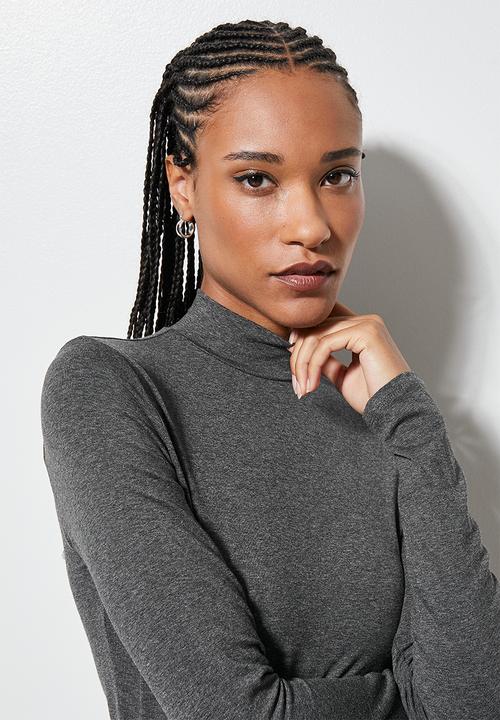 Superbalist - Poloneck dress - charcoal melange