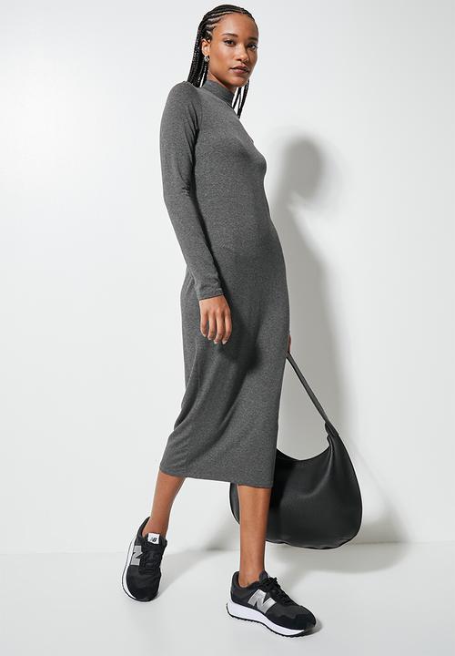 Superbalist - Poloneck dress - charcoal melange
