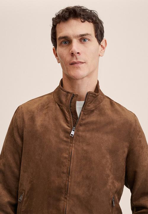 MANGO - Siena Suede-effect Bomber Jacket - dark brown