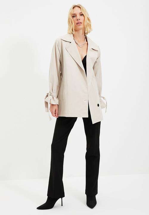 Trendyol - Belted midi trench coat - grey
