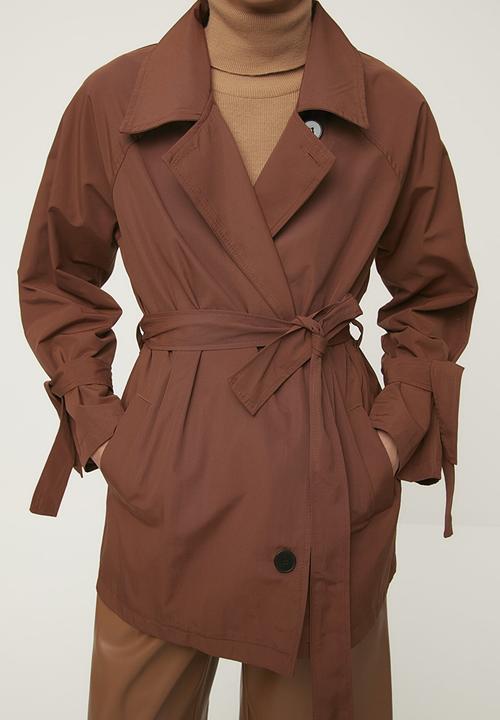Trendyol - Belted midi trench coat - brown
